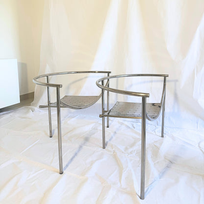 Vintage 1980s French Philippe Starck “Dr. Sonderbar” Chairs for XO in Chrome Steel