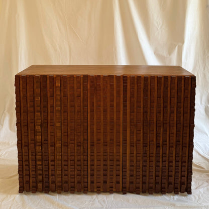 Vintage Italian Sculptural Slatted Cabinet, 1970s-80s